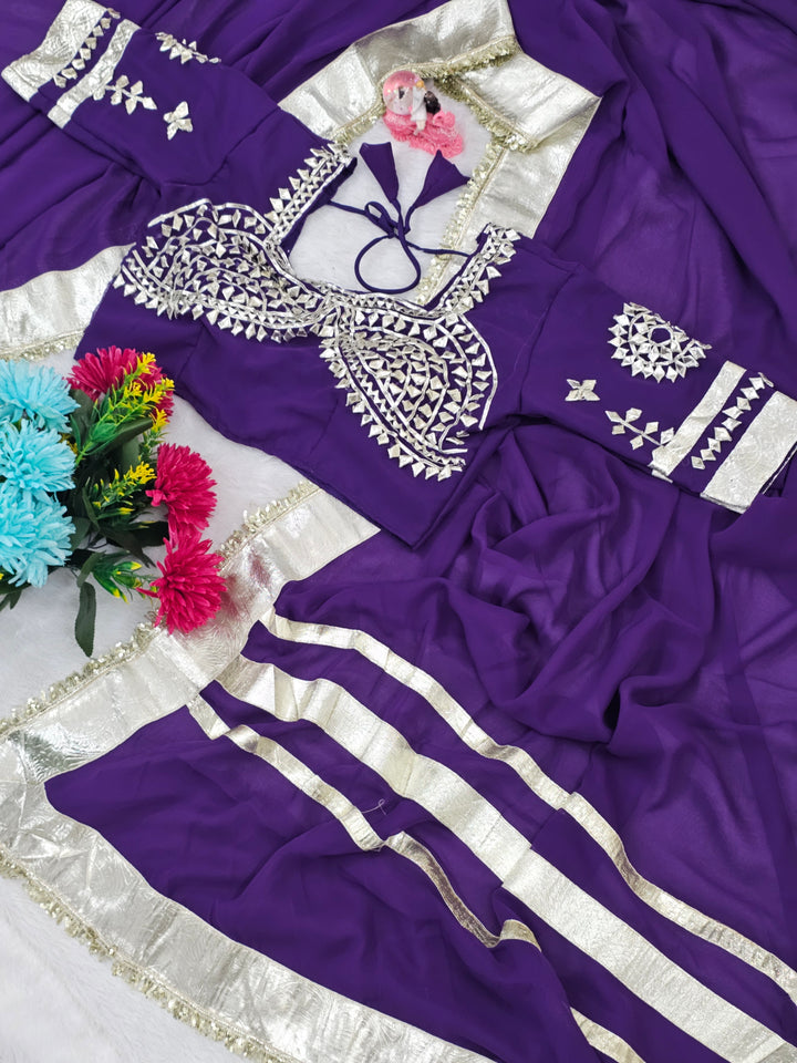 Ankita Lokhande Georgette Designer Sarees With Gotta Patti Work Ready To Wear Blouse