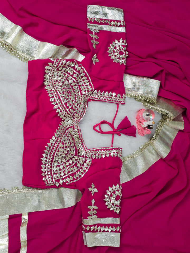 Ankita Lokhande Georgette Designer Sarees With Gotta Patti Work Ready To Wear Blouse