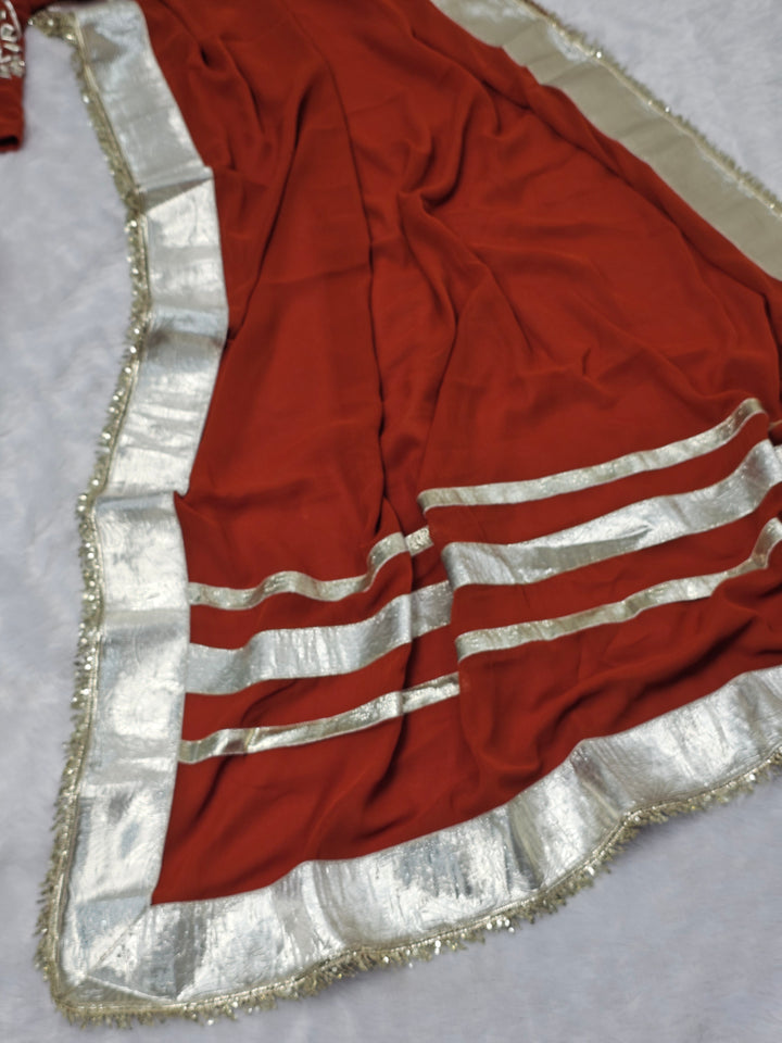 Ankita Lokhande Georgette Designer Sarees With Gotta Patti Work Ready To Wear Blouse