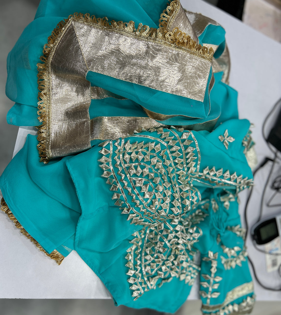 Ankita Lokhande Georgette Designer Sarees With Gotta Patti Work Ready To Wear Blouse