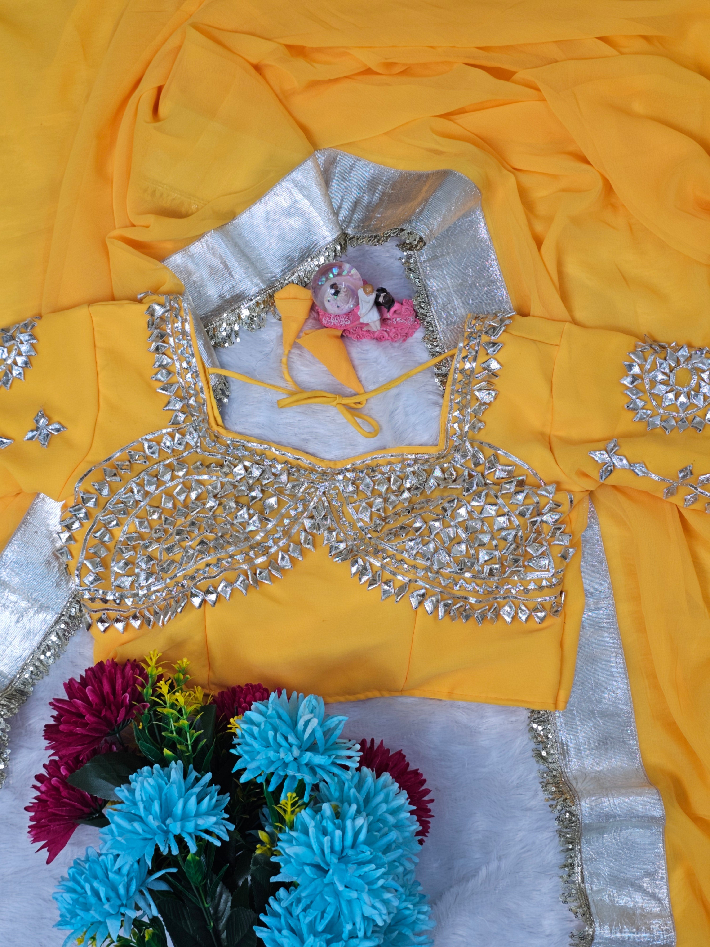 Ankita Lokhande Georgette Designer Sarees With Gotta Patti Work Ready To Wear Blouse