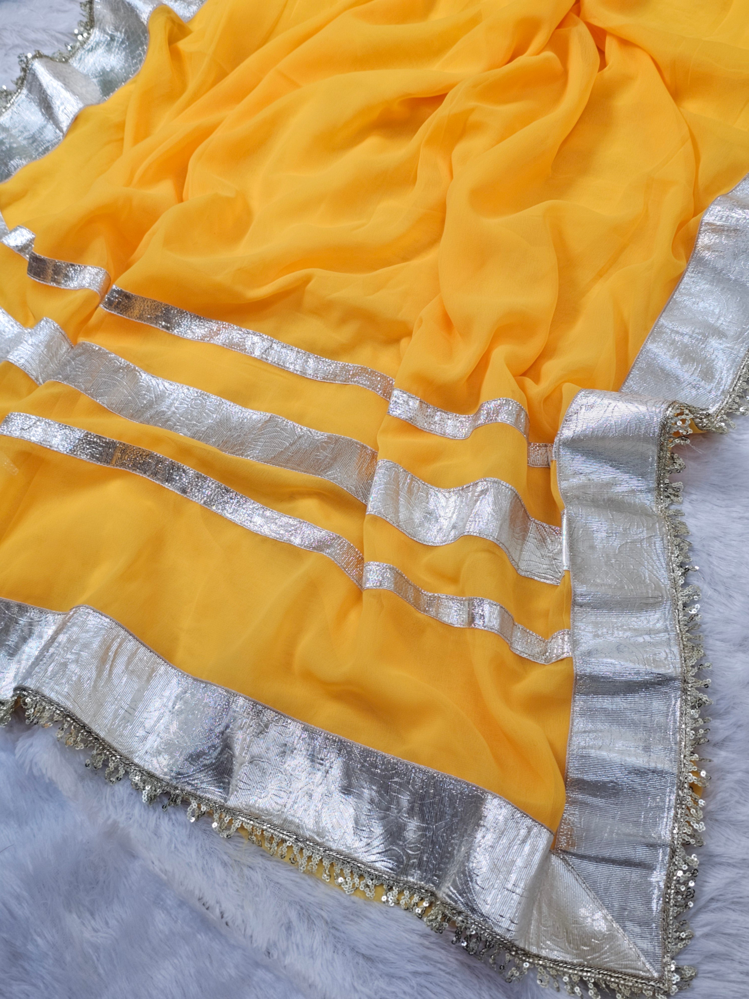 Ankita Lokhande Georgette Designer Sarees With Gotta Patti Work Ready To Wear Blouse