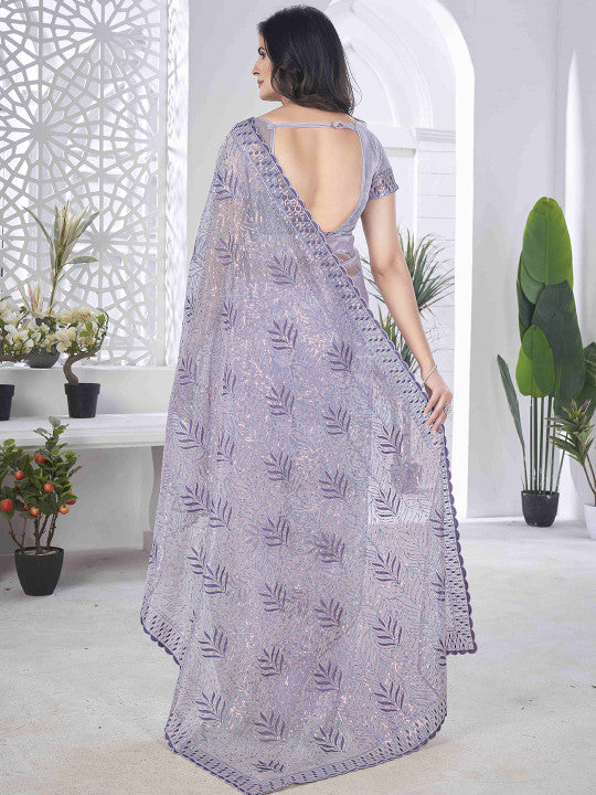 Floral Sequinned Tissue Designer Saree