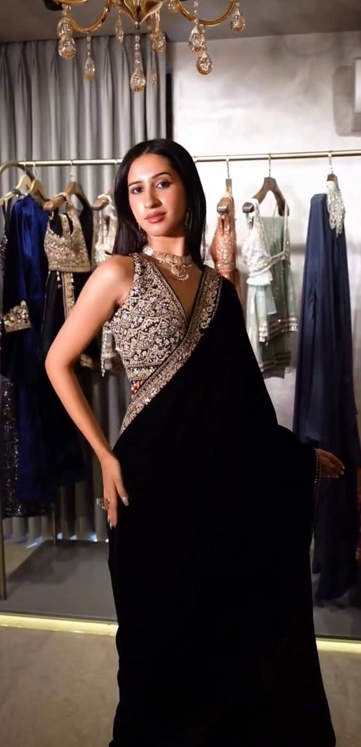 Viscose Velvet Designer Sarees