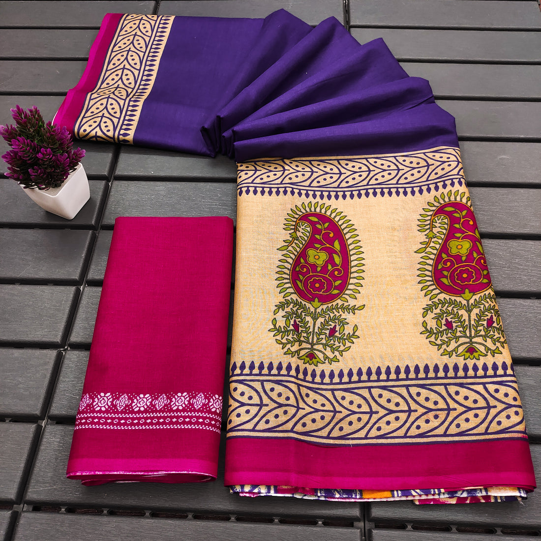 Ajrakh Hand Block Printed Mul Mul Cotton Sarees
