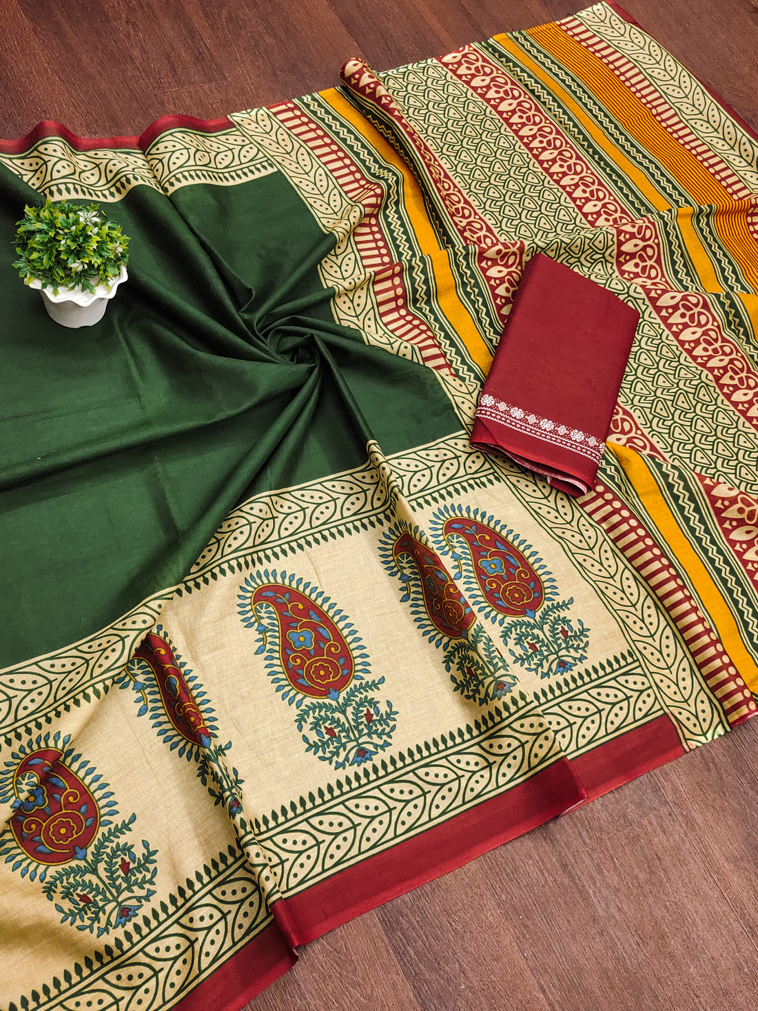 Ajrakh Hand Block Printed Mul Mul Cotton Sarees