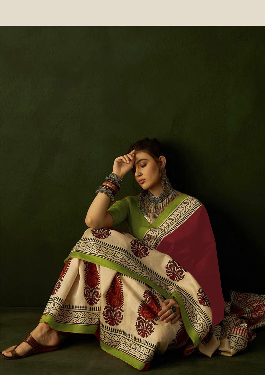 Ajrakh Hand Block Printed Mul Mul Cotton Sarees