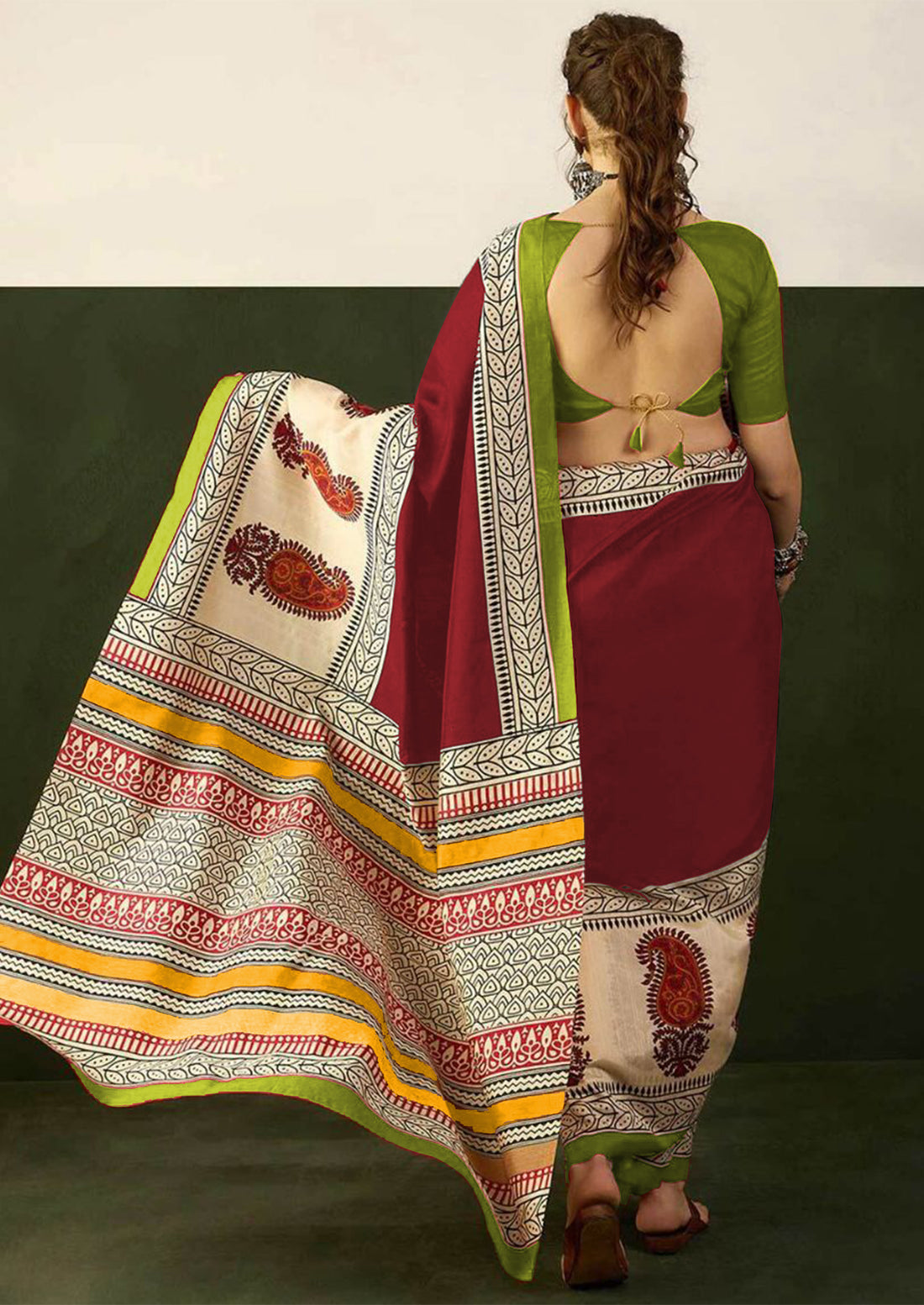 Ajrakh Hand Block Printed Mul Mul Cotton Sarees