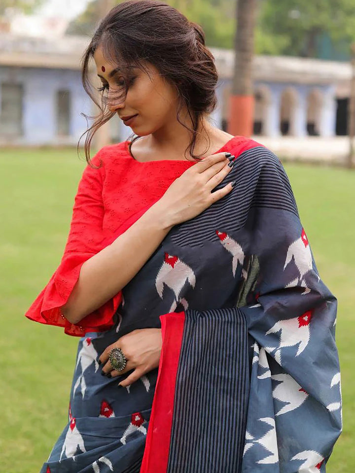 Black Pure Cotton Sarees