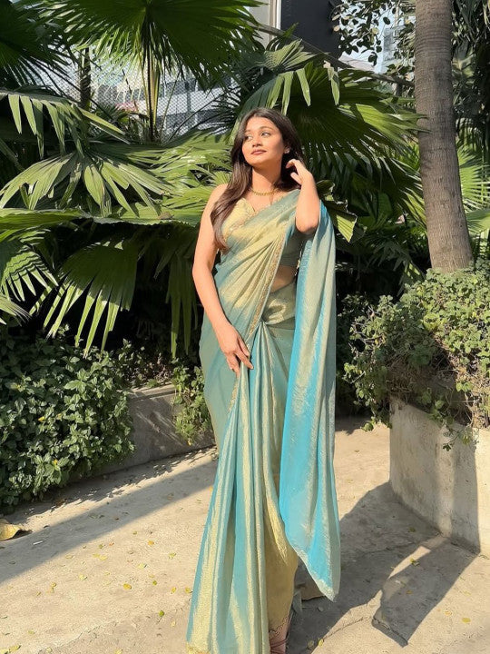 Women Solid Embroidered Organza Ilkal Saree