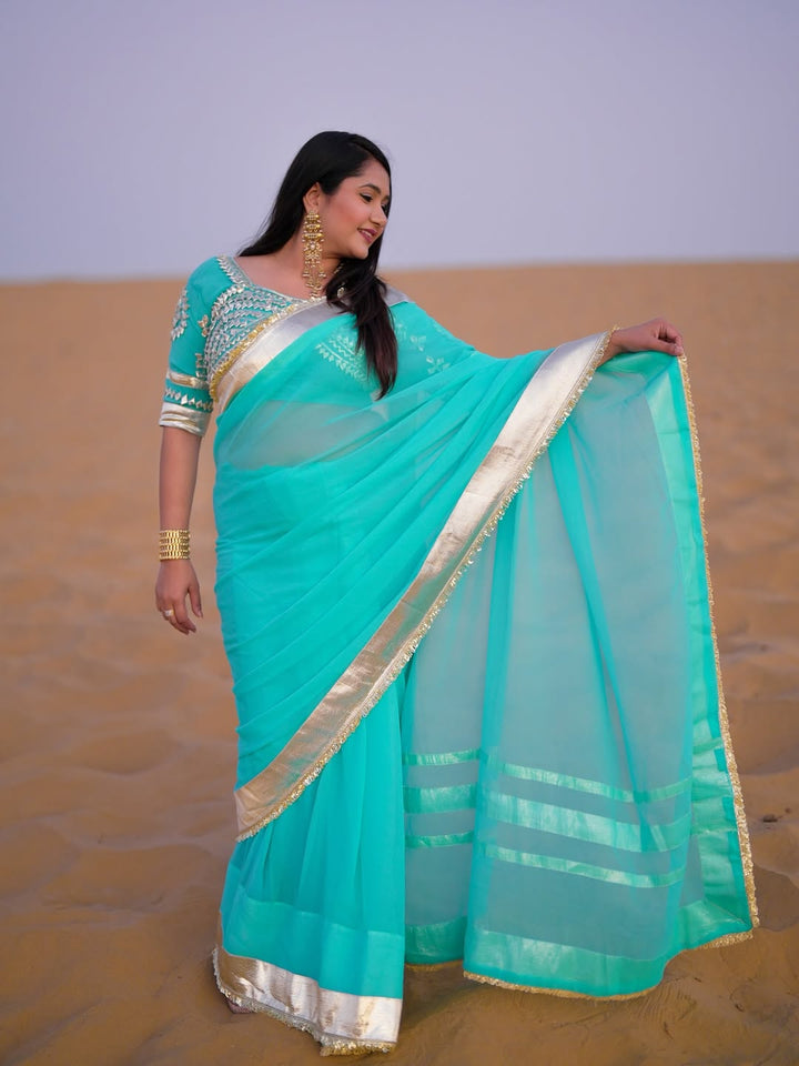 Ankita Lokhande Georgette Designer Sarees With Gotta Patti Work Ready To Wear Blouse