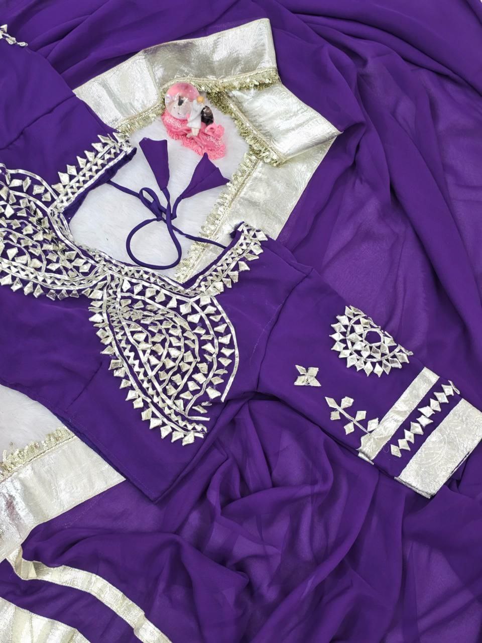 Ankita Lokhande Georgette Designer Sarees With Gotta Patti Work Ready To Wear Blouse