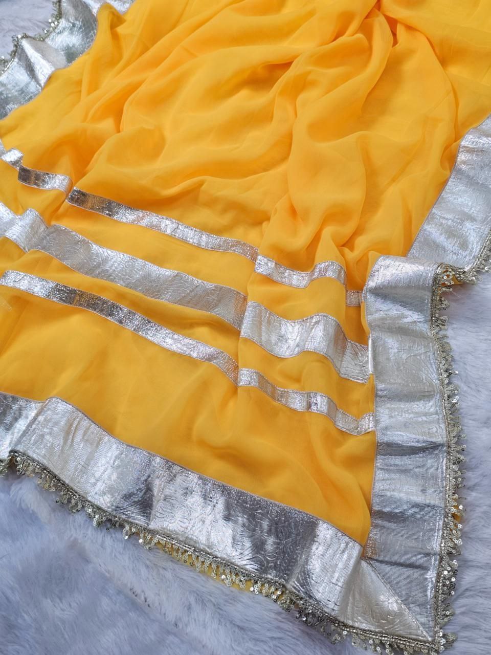 Ankita Lokhande Georgette Designer Sarees With Gotta Patti Work Ready To Wear Blouse