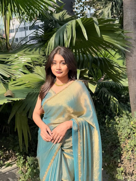 Women Solid Embroidered Organza Ilkal Saree